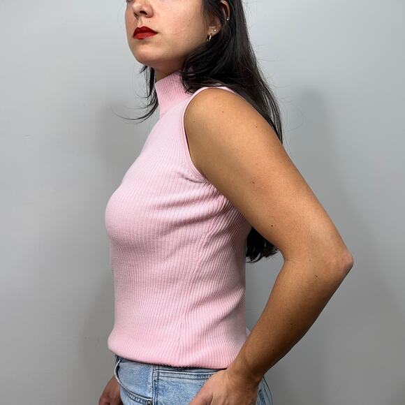 Croft & Barrow Pink Sleeveless Mockneck Ribbed Sweater - Picture 3 of 9